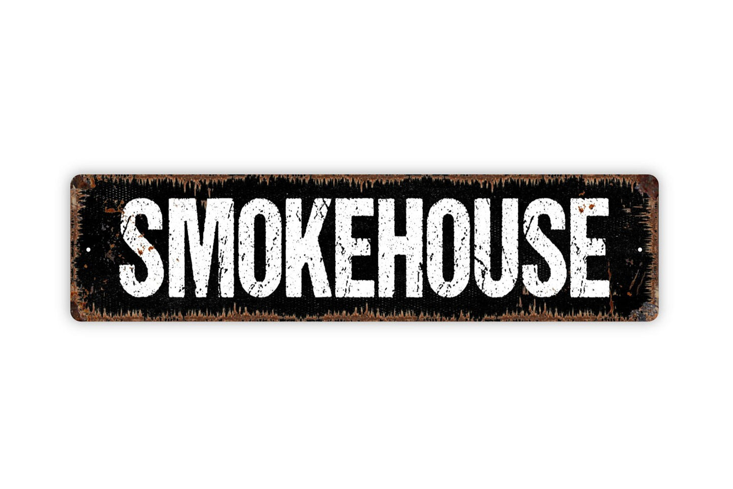 Smokehouse Metal Sign - Smoke Meats BBQ Barbecue Pit Cook Chef Kitchen Rustic Street Metal Sign or Door Name Plate Plaque