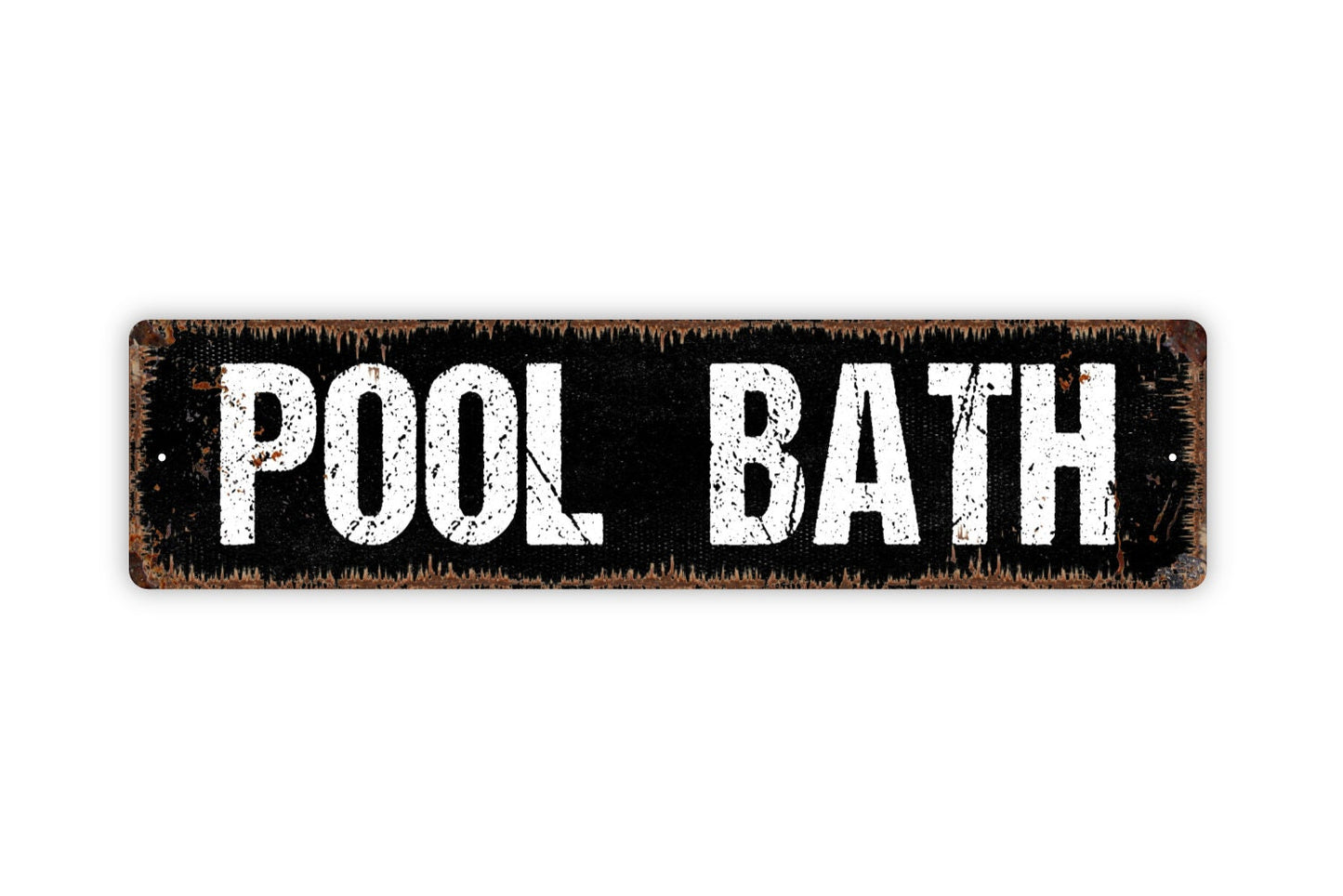 Pool Bath Sign - Swimming Pool Bathroom Restroom Dressing Room Backyard Patio Rustic Street Metal Sign or Door Name Plate Plaque