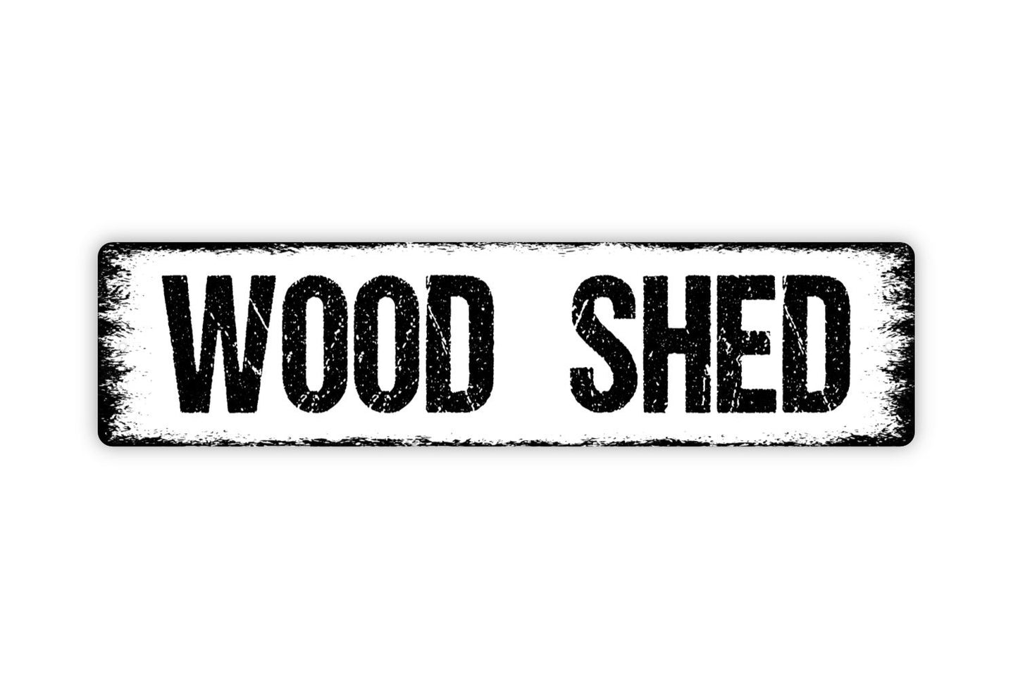 Wood Shed Sign - Firewood Workshop Garden Storage Hobby Room Rustic Street Metal Sign or Door Name Plate Plaque