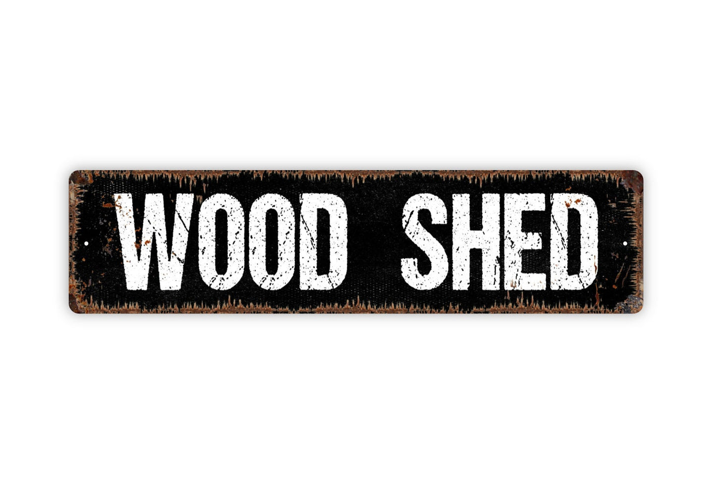 Wood Shed Sign - Firewood Workshop Garden Storage Hobby Room Rustic Street Metal Sign or Door Name Plate Plaque