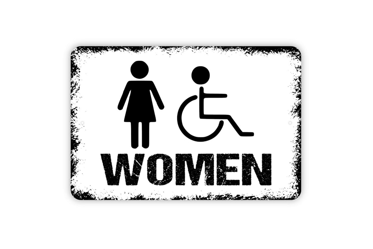 Women Bathroom Sign - Handicap Accessible Restroom Metal Wall Art - Indoor or Outdoor