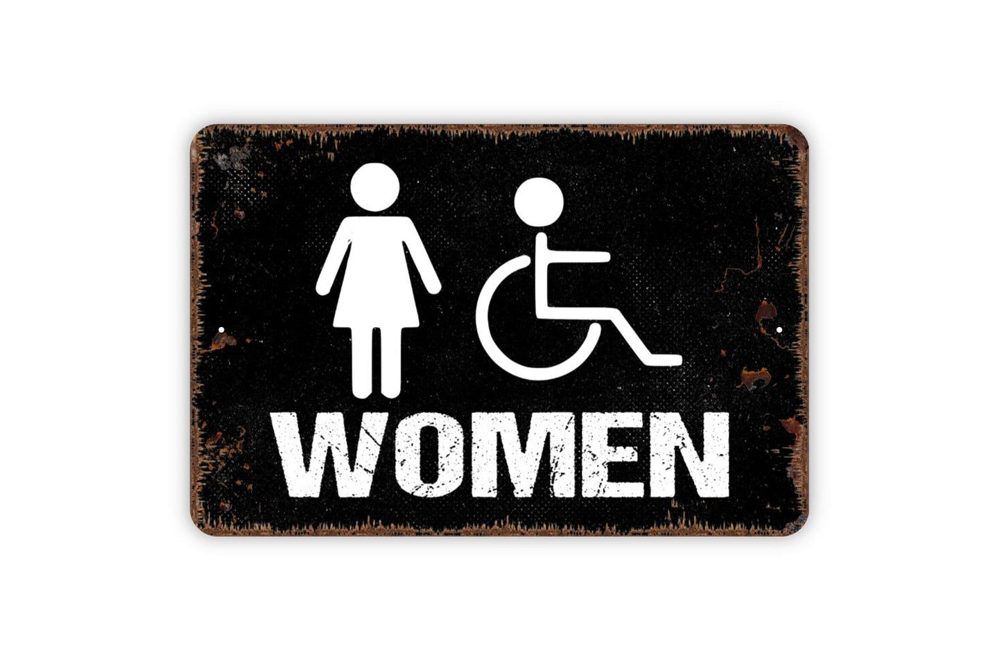 Women Bathroom Sign - Handicap Accessible Restroom Metal Wall Art - Indoor or Outdoor