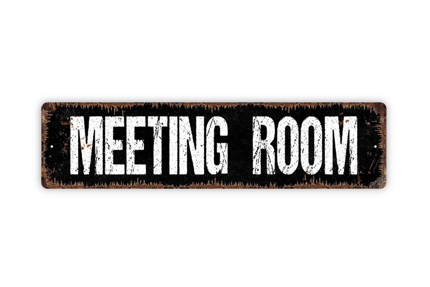 Meeting Room Sign - Conference Business Room Bathroom Funny Over The Toilet Sign Rustic Street Metal Sign or Door Name Plate Plaque