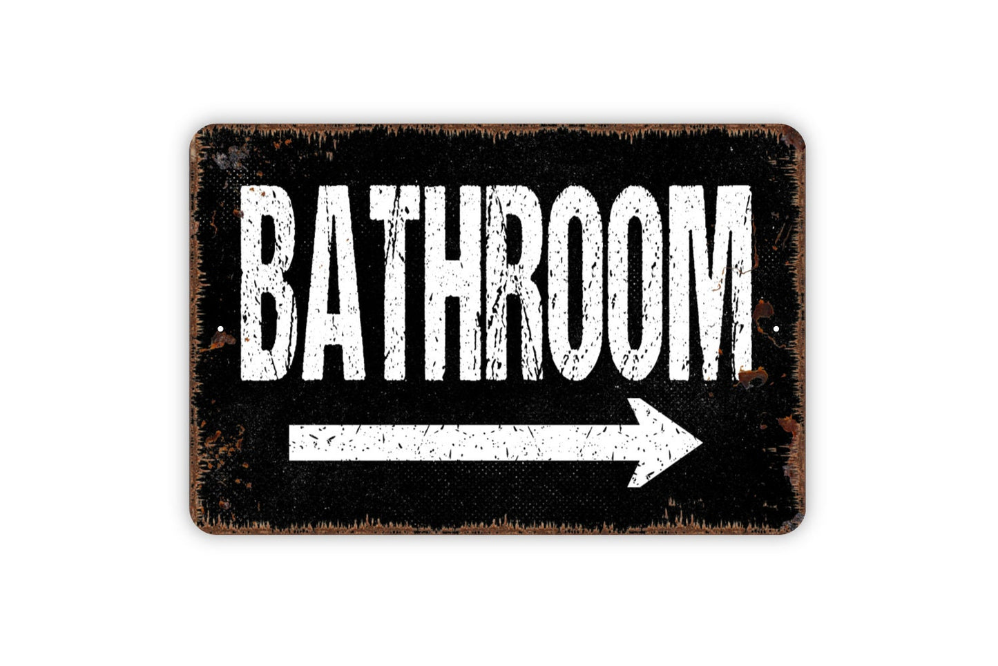 Bathroom Sign with Right or Left Arrow Sign - Restroom Metal Wall Art