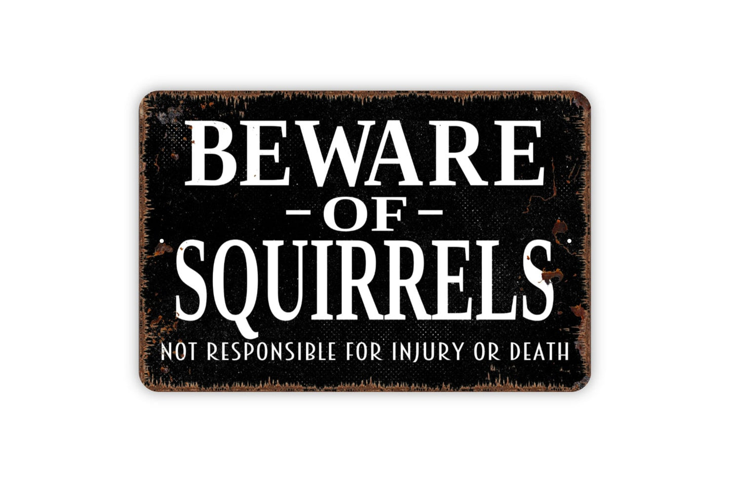 Beware Of Squirrels Sign - Funny Metal Indoor or Outdoor Wall Art