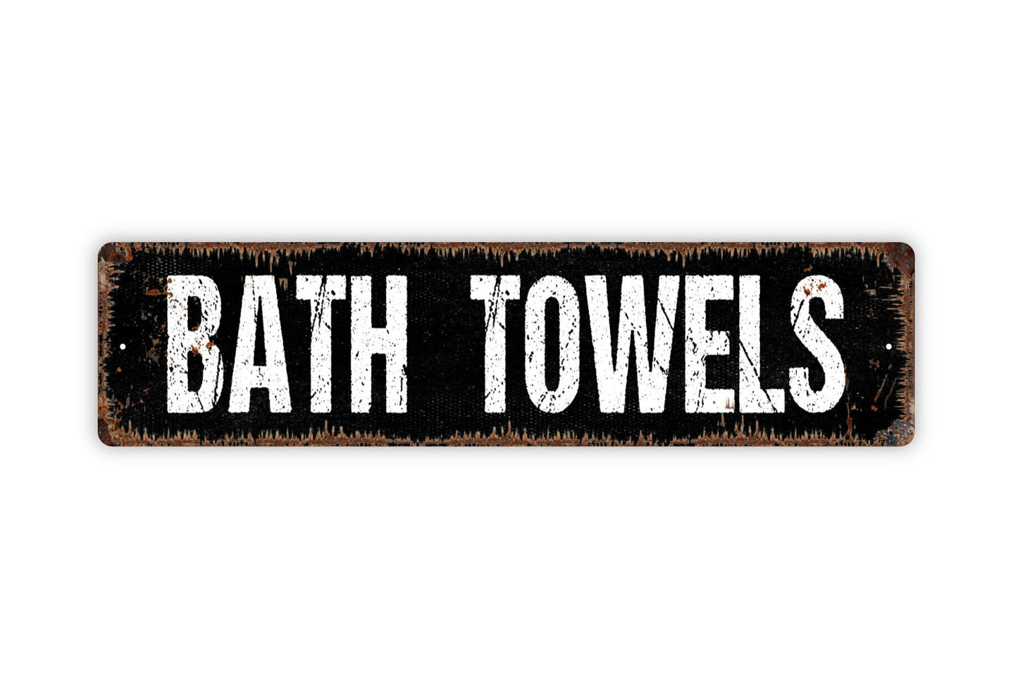 Bath Towels Sign - Guest Bathroom Shower Tub Master Primary Bath Wash Dry Rustic Street Metal Sign or Door Name Plate Plaque