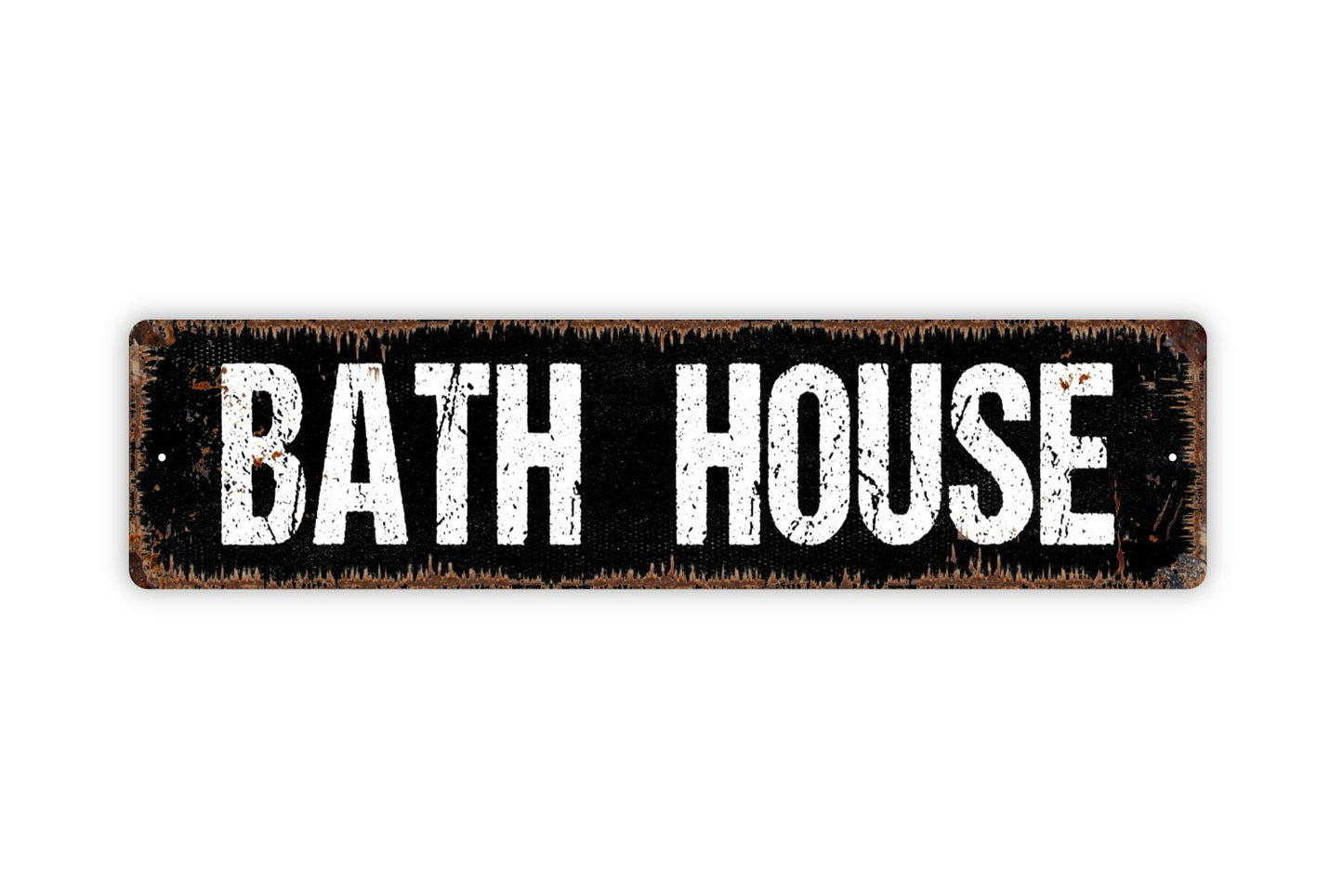 Bath House Sign - Restroom Bathroom Guest Bath Shower Tub Wash Pool House Rustic Street Metal Sign or Door Name Plate Plaque