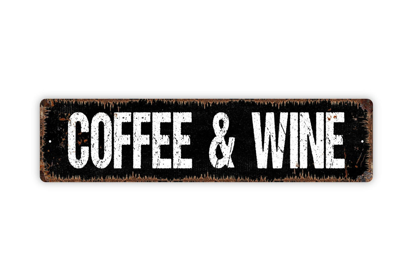 Coffee and Wine Sign - Bistro Coffee Bar Winery Coffee House Shop Cafe Rustic Street Metal Sign or Door Name Plate Plaque