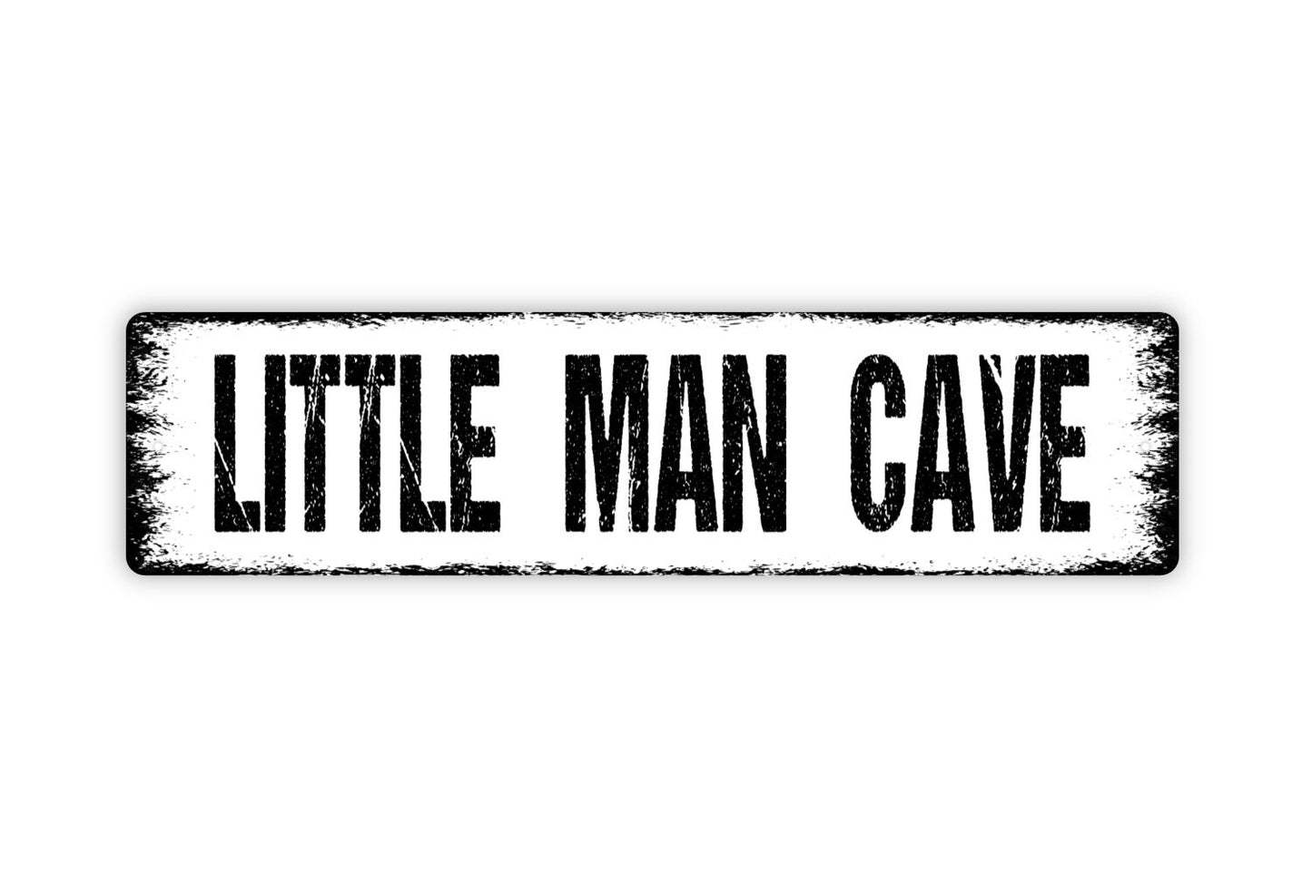 Little Man Cave Sign - Caution Kids Playing Toy Room Clubhouse Boy's Room Rustic Street Metal Sign or Door Name Plate Plaque