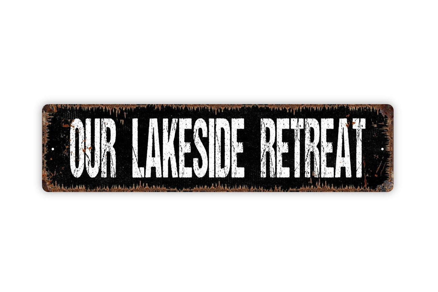 Our Lakeside Retreat Sign - Lake House Cabin Cottage Welcome To Our Lakehouse Rustic Street Metal Sign Or Door Name Plaque