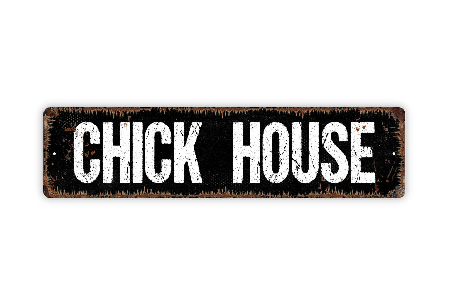 Chick House Sign - Hen Chicken Eggs Rooster Eggs Rustic Street Metal Sign or Door Name Plate Plaque