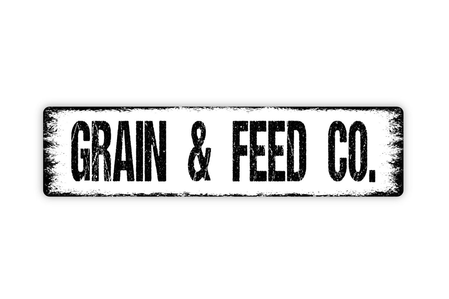 Grain and Feed Company Sign - Farmer Farmhouse Crops Dry Goods Rustic Street Metal Sign or Door Name Plate Plaque