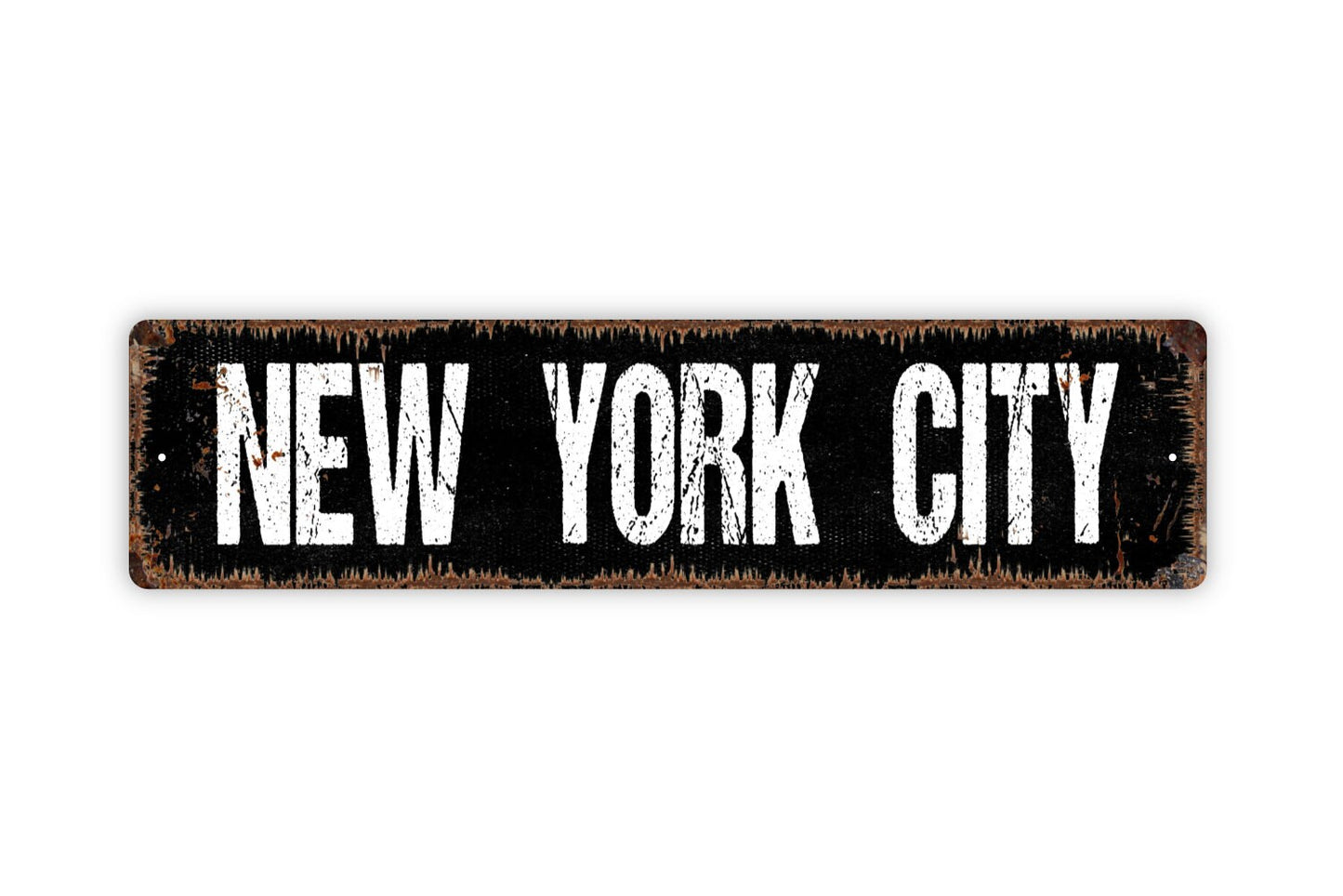 New York City Sign - Town City  Rustic Distressed Grunge Street Metal Sign Or Door Name Plaque