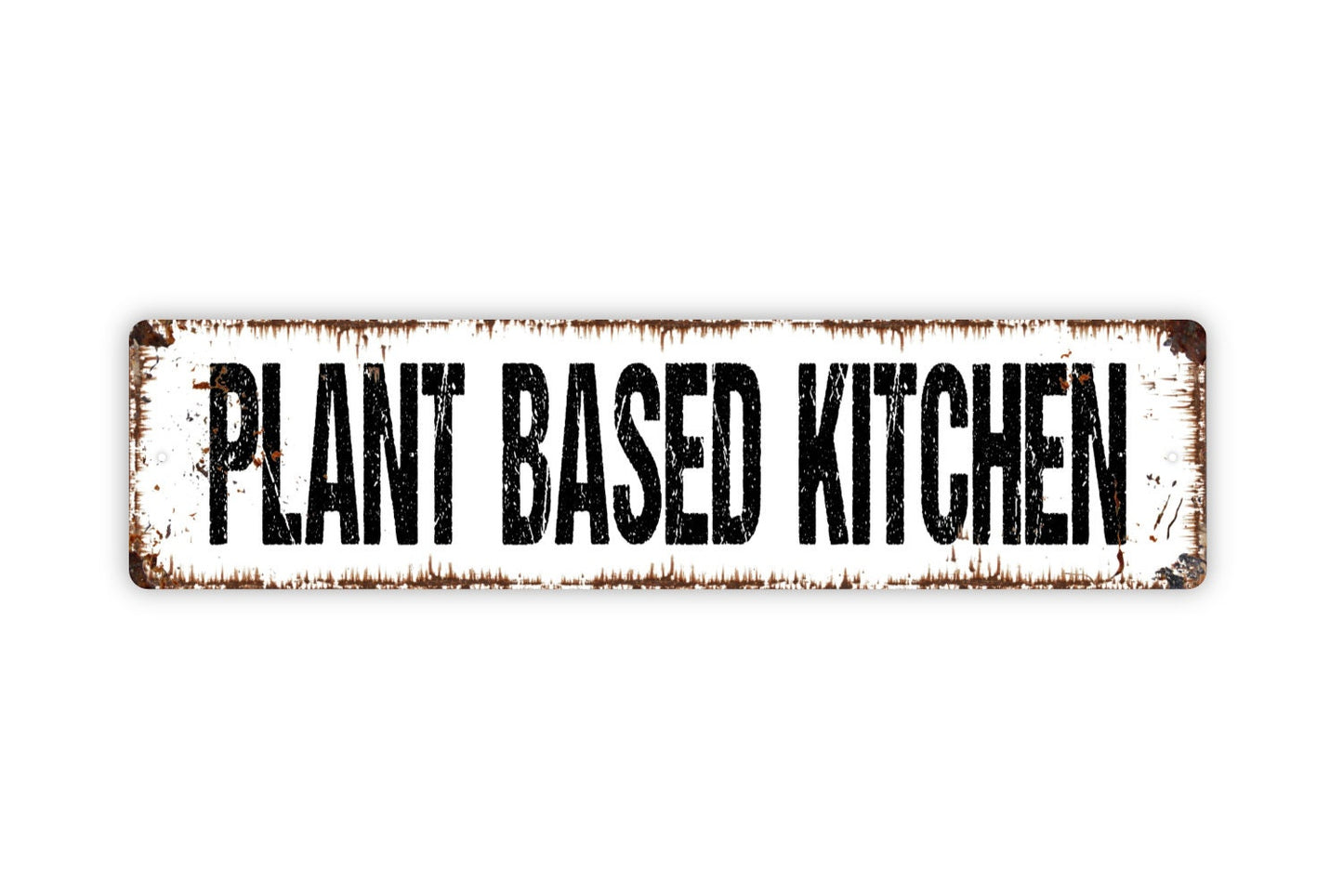 Plant Based Kitchen Sign - Whole Foods Natural Organic Ingredients Household Pantry Rustic Street Metal Sign or Door Name Plate Plaque