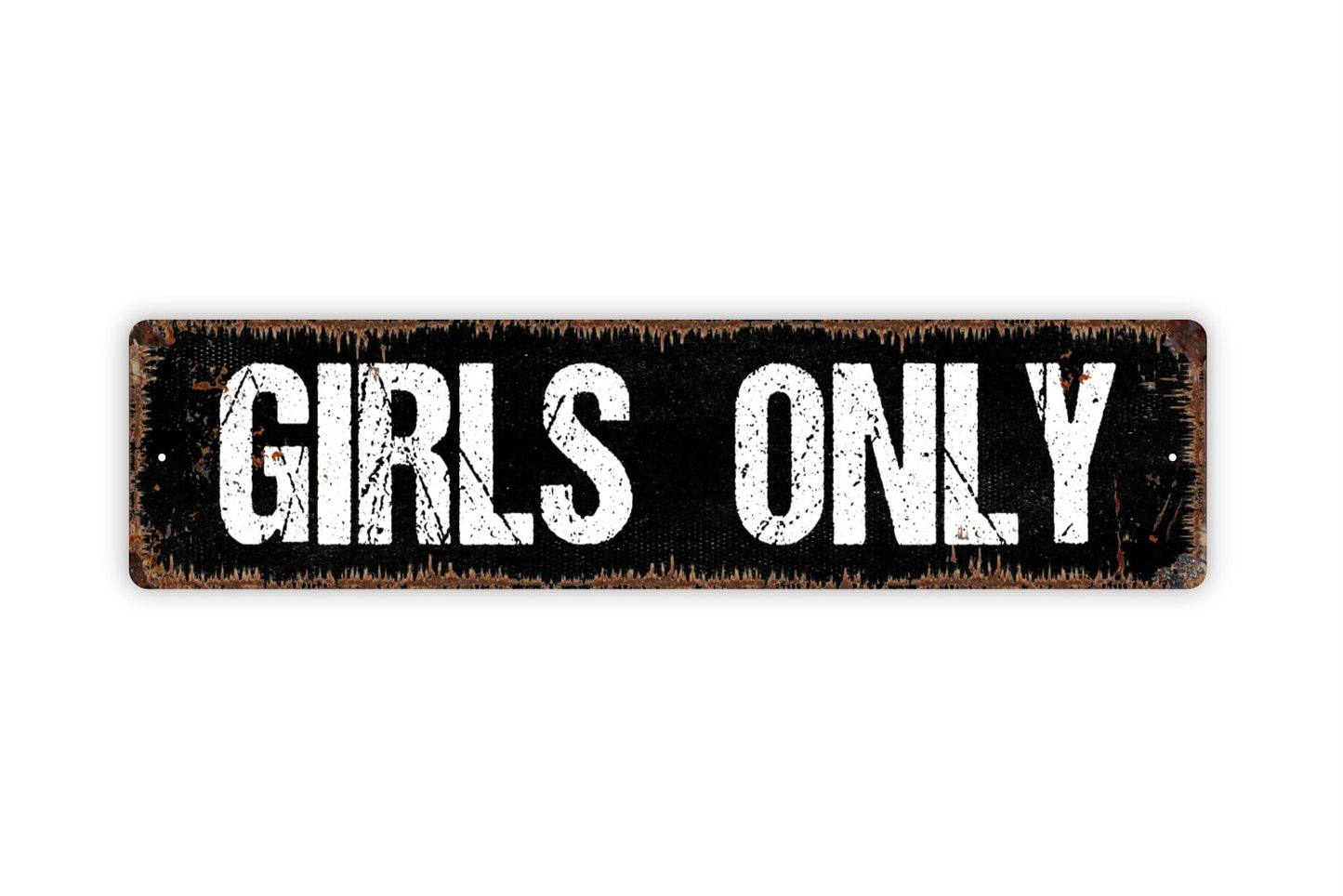 Girls Only Sign - Bedroom Clubhouse Play Room Rustic Street Metal Sign or Door Name Plate Plaque