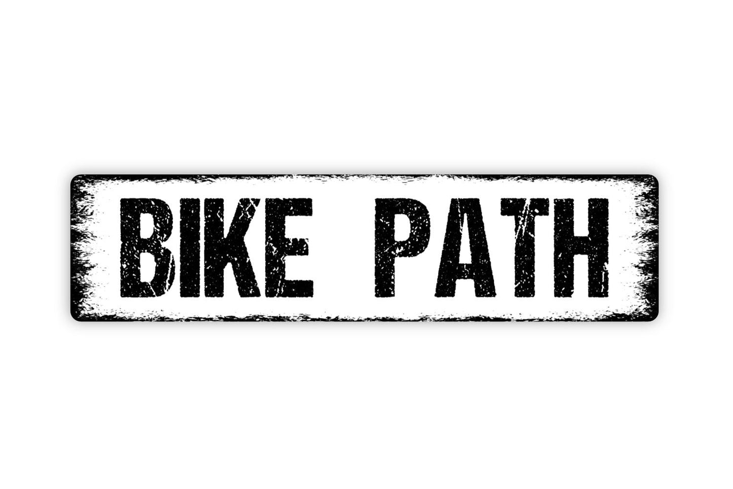 Bike Path - Bicycle Crossing Ride Trail Mountain Designated Pathway Rustic Street Metal Sign or Door Name Plate Plaque