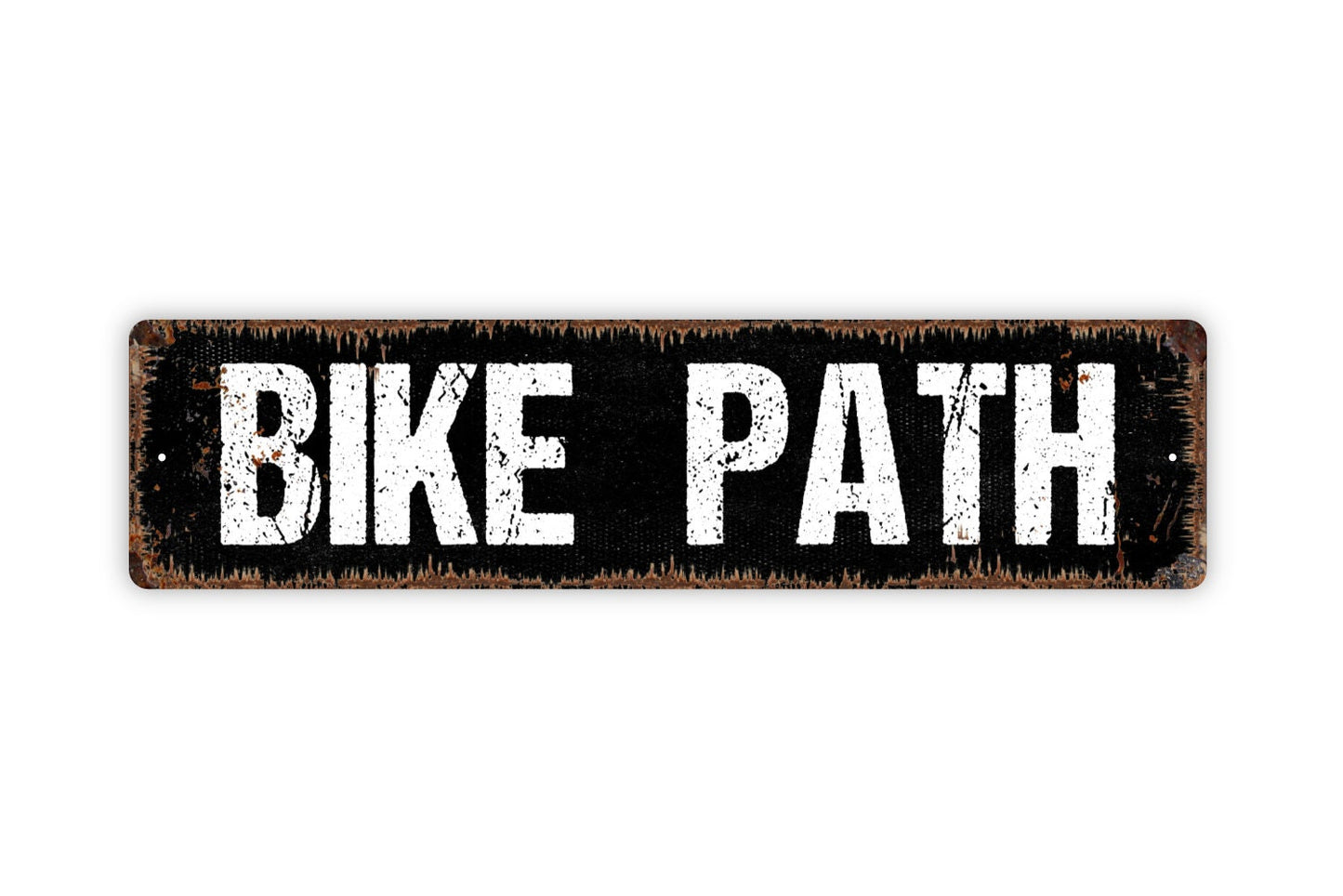 Bike Path - Bicycle Crossing Ride Trail Mountain Designated Pathway Rustic Street Metal Sign or Door Name Plate Plaque