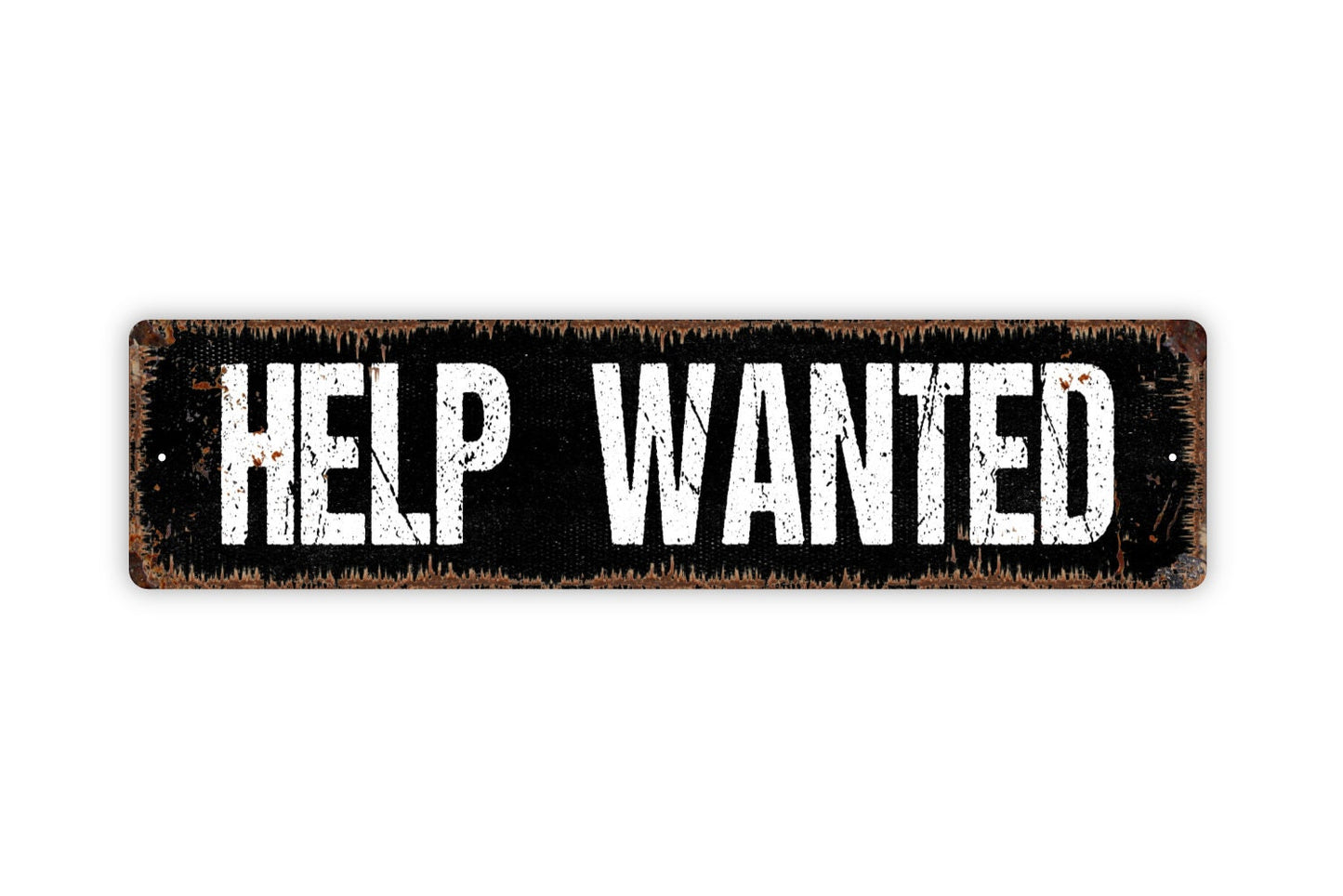 Help Wanted Sign - Now Hiring Apply Within Rustic Street Metal Sign or Door Name Plate Plaque