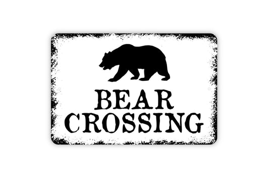 Bear Crossing Sign - Metal Indoor or Outdoor Wall Art