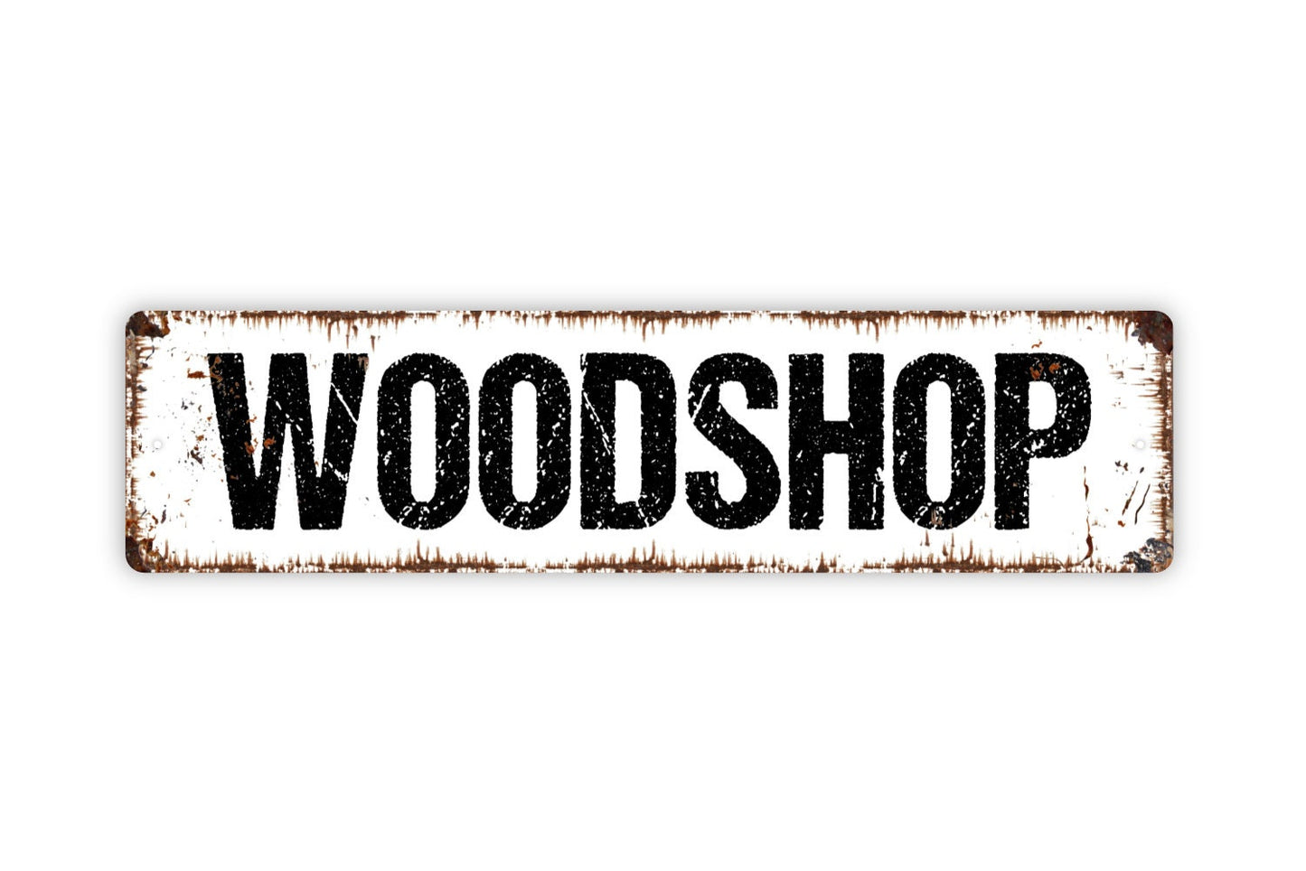 Woodshop Sign - Woodworking Hobby Garage Shop Carpentry Rustic Street Metal Sign or Door Name Plate Plaque