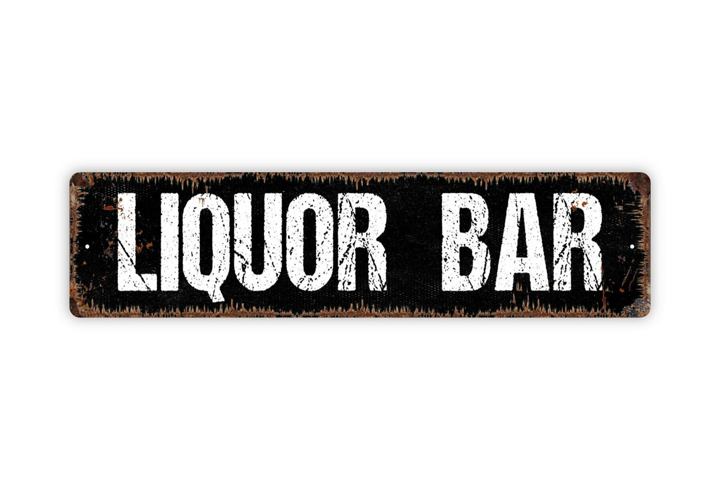 Liquor Bar Sign - Pub Tavern Man Cave Distillery Whiskey Gin Stiff Drinks Rustic Street Metal Sign or Door Name Plate Plaque