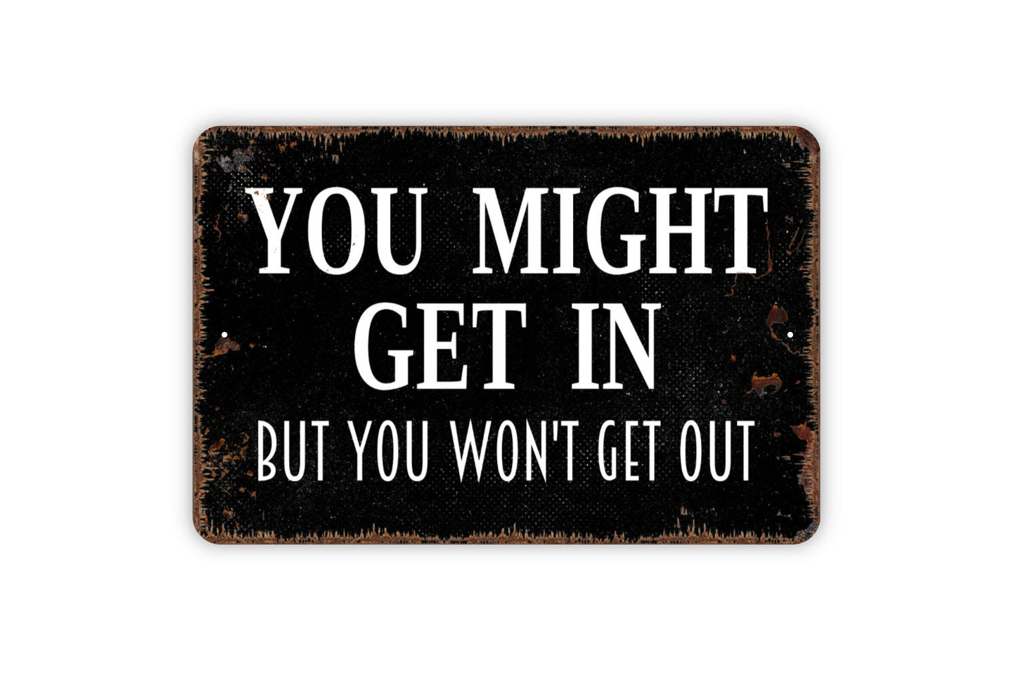 You Might Get In But You Won't Get Out Sign - No Trespassing Metal Wall Art - Indoor or Outdoor