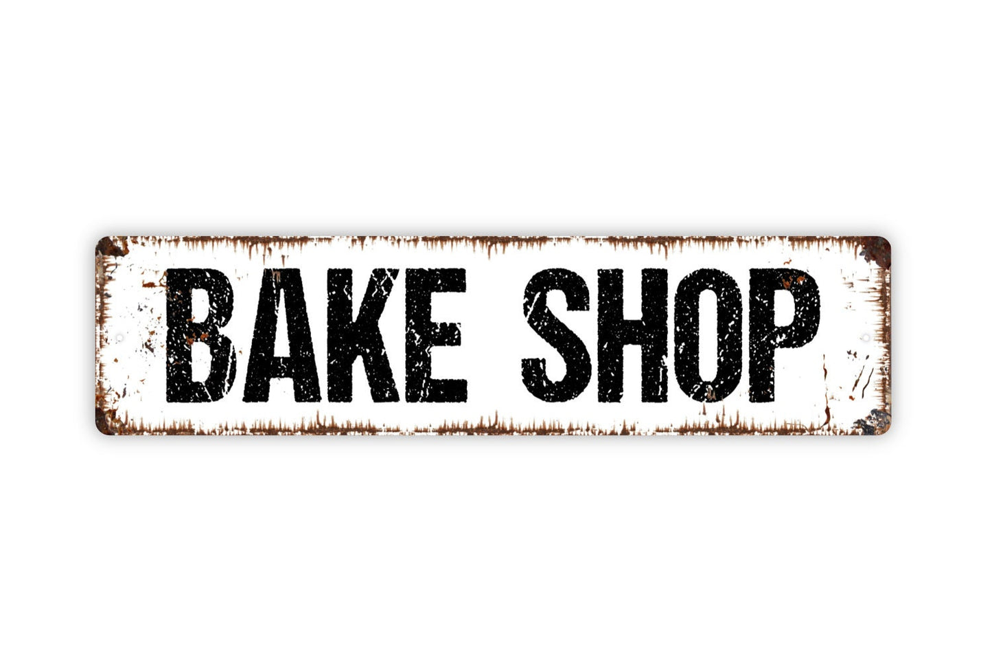 Bake Shop Sign - Kitchen Pantry Bakery Baked Goods Cake Bread Donut Shop Rustic Street Metal Sign or Door Name Plate Plaque