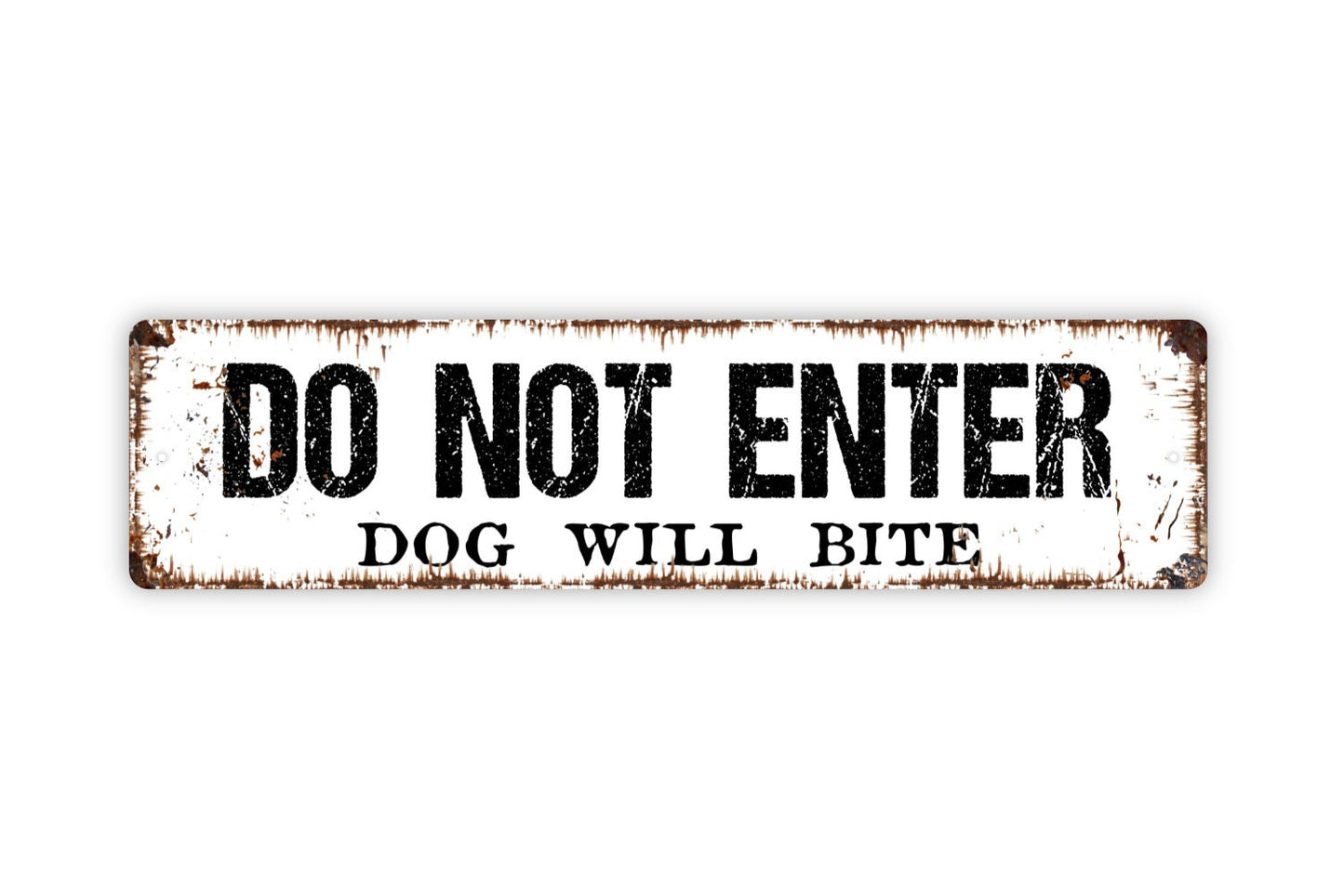 Do Not Enter Dog Will Bite Sign - Please Keep Gate Closed Dogs On Premise Warning Rustic Street Metal Sign or Door Name Plate Plaque