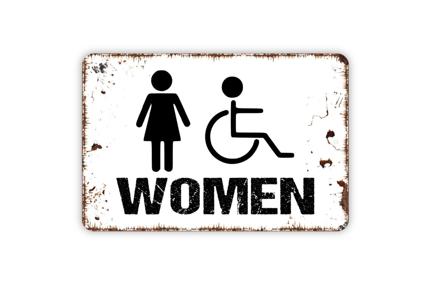 Women Bathroom Sign - Handicap Accessible Restroom Metal Wall Art - Indoor or Outdoor