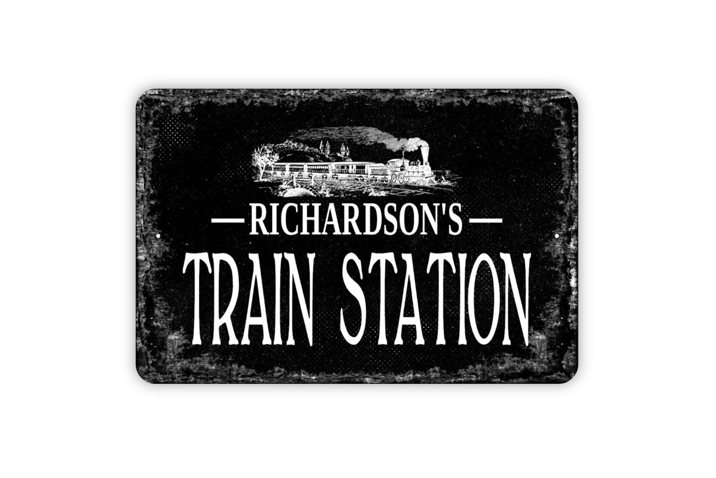 Train Station Sign - Personalized Metal Wall Art - Custom Name Sign