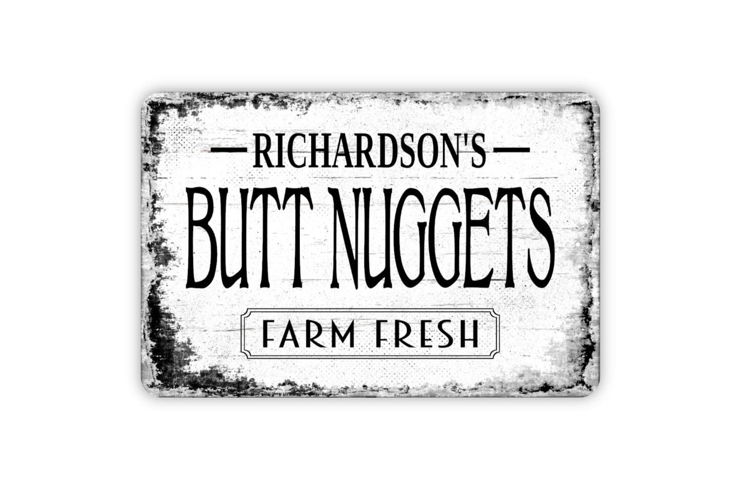 Farm Fresh Butt Nuggets Sign - Personalized Metal Wall Art - Custom Name Sign