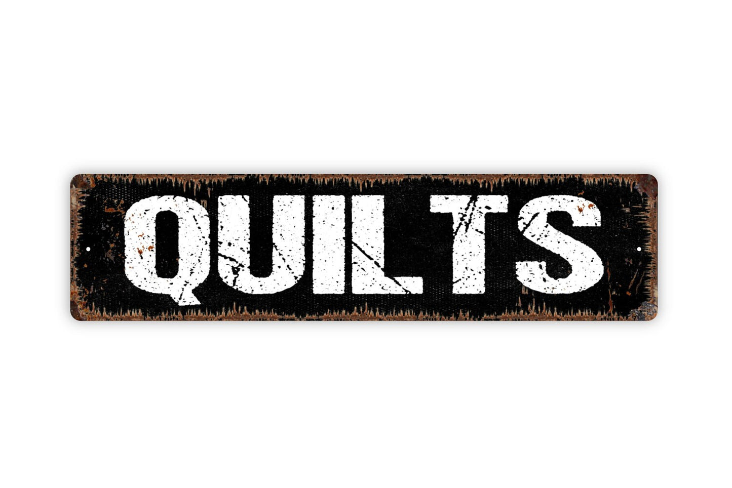 Quilts Sign - Quilting Craft Room Blankets Sew Embroidery Rustic Street Metal Sign or Door Name Plate Plaque