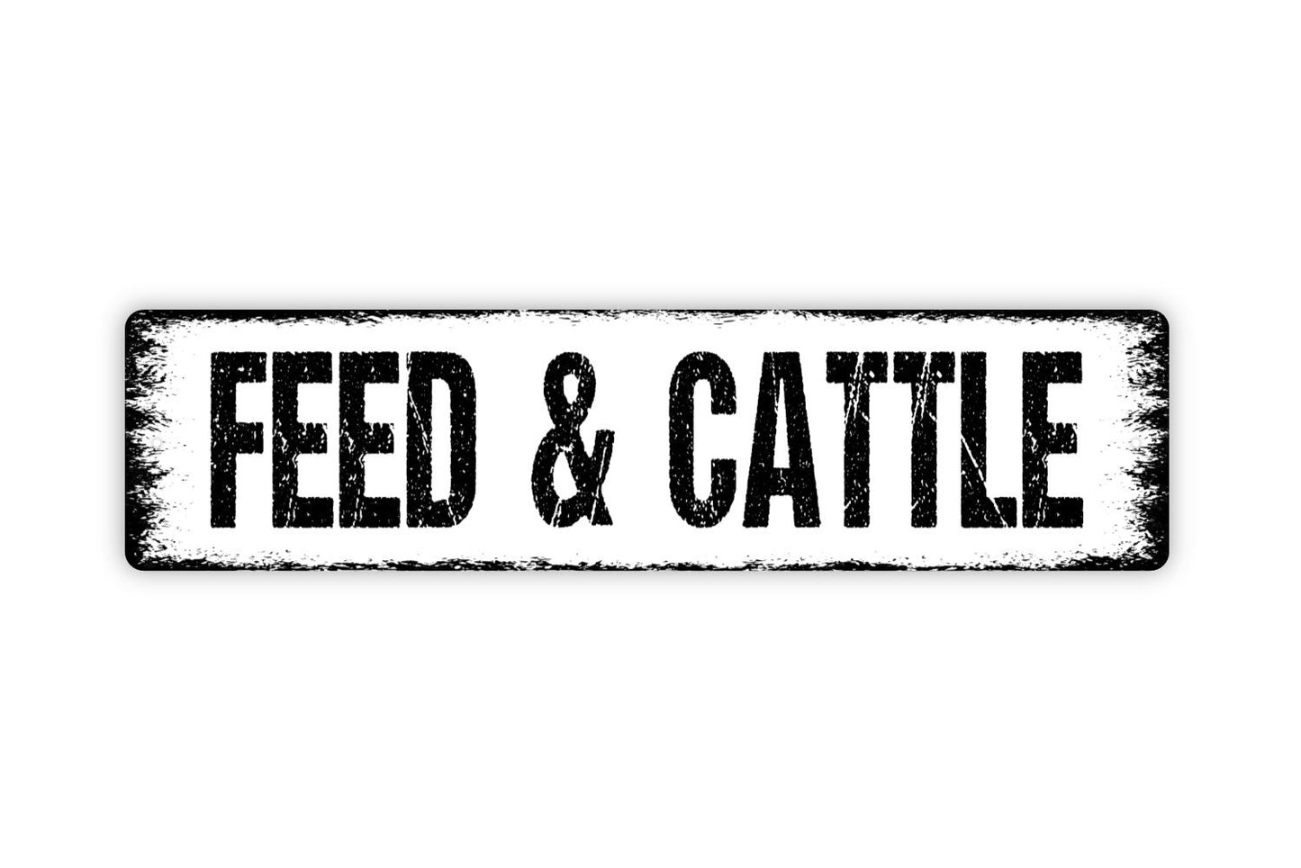 Feed and Cattle Sign - Farm Ranch Company Co Rustic Street Metal Sign or Door Name Plate Plaque