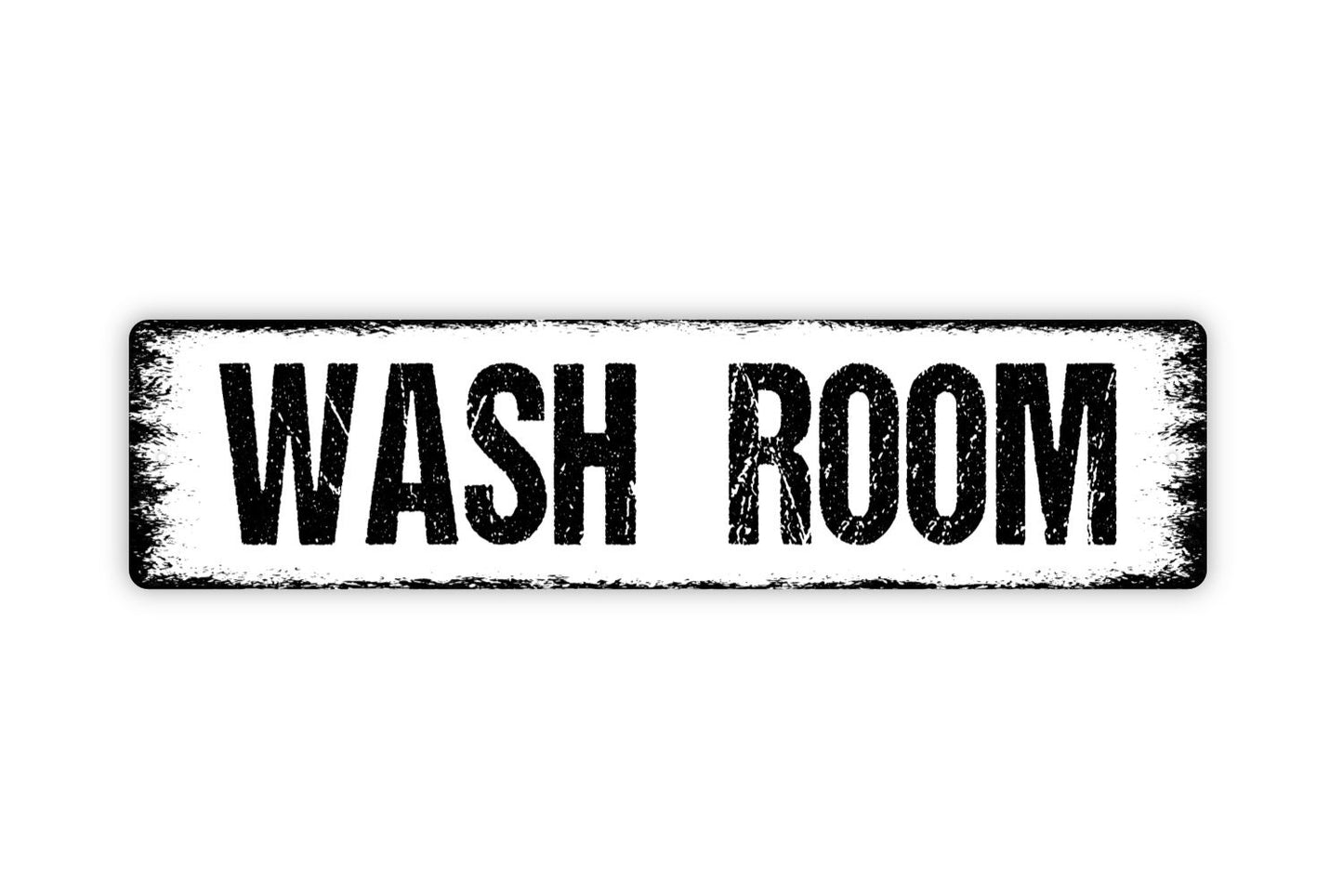 Wash Room Sign - Bathroom Restroom Water Closet El Bano Rustic Street Metal Sign or Door Name Plate Plaque