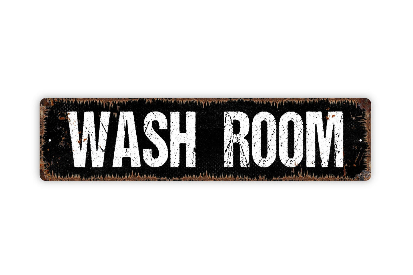 Wash Room Sign - Bathroom Restroom Water Closet El Bano Rustic Street Metal Sign or Door Name Plate Plaque