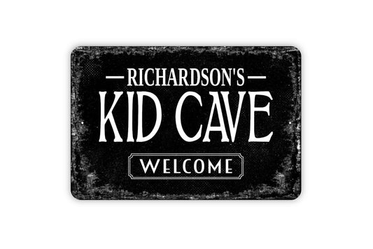 Kid Cave Sign - Personalized Children Toy Room Play Room Clubhouse Fort Bedroom Metal Wall Art - Custom Name Sign