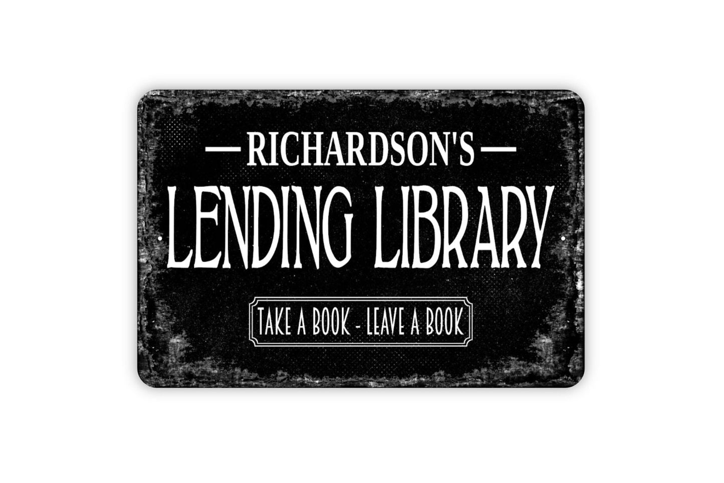 Lending Library Sign - Personalized Reading Room Library Metal Wall Art - Custom Name Sign