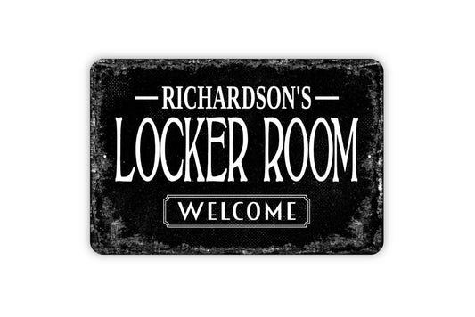 Locker Room Sign - Personalized Lockers Sports Athlete Gym Workout Room Metal Wall Art - Custom Name Sign