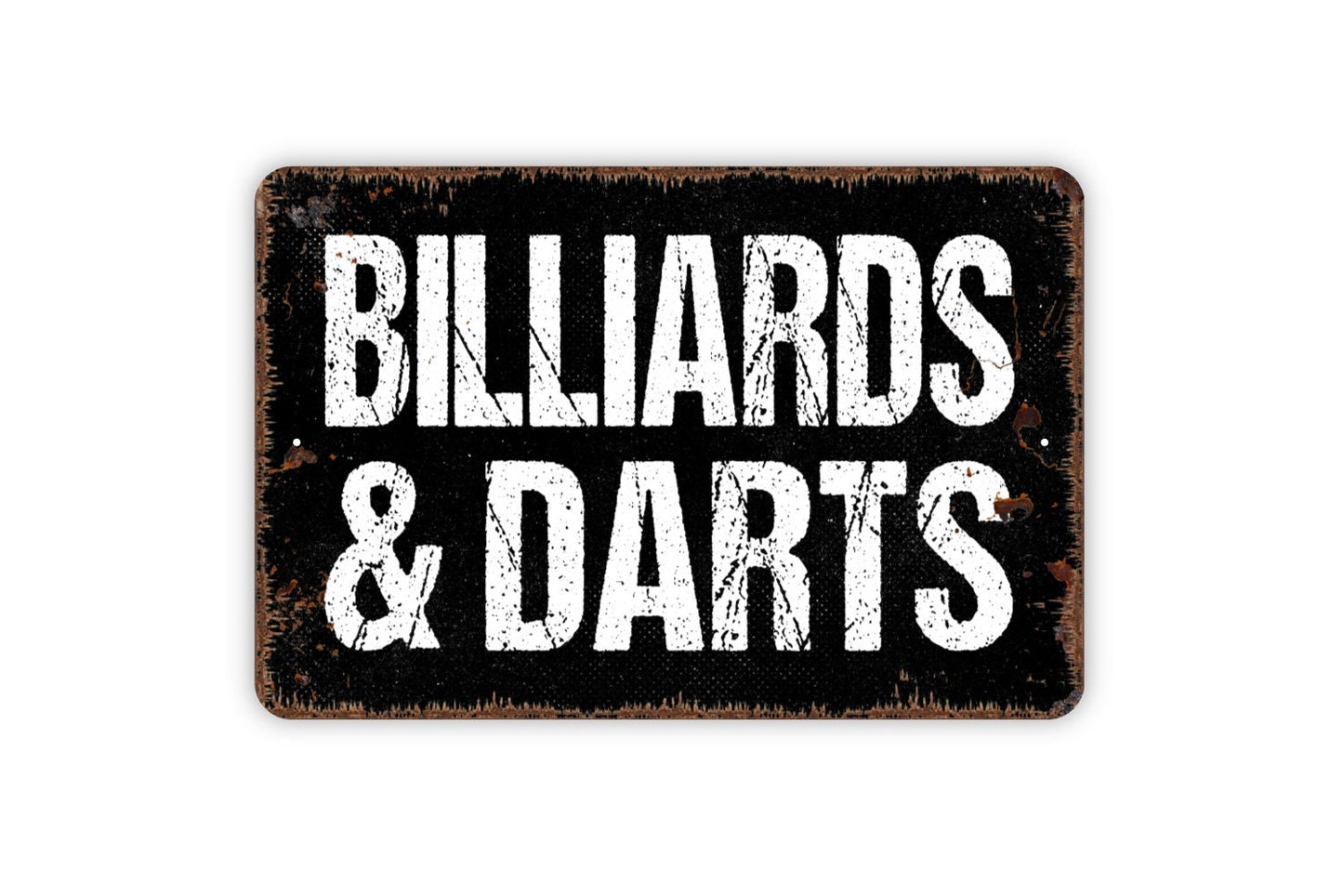 Billiards & Darts Metal Sign - Game Room Metal Wall Art - Indoor or Outdoor