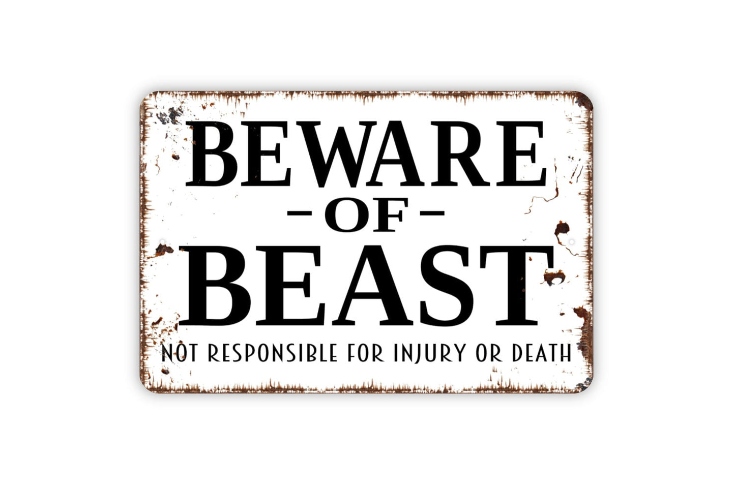 Beware Of Beast Sign - Funny Dog Metal Wall Art - Indoor or Outdoor