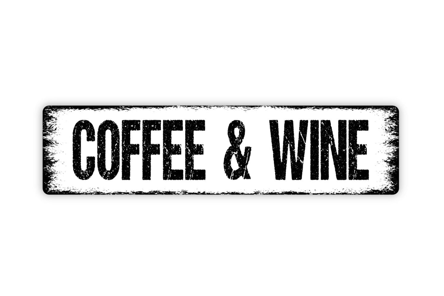 Coffee and Wine Sign - Bistro Coffee Bar Winery Coffee House Shop Cafe Rustic Street Metal Sign or Door Name Plate Plaque