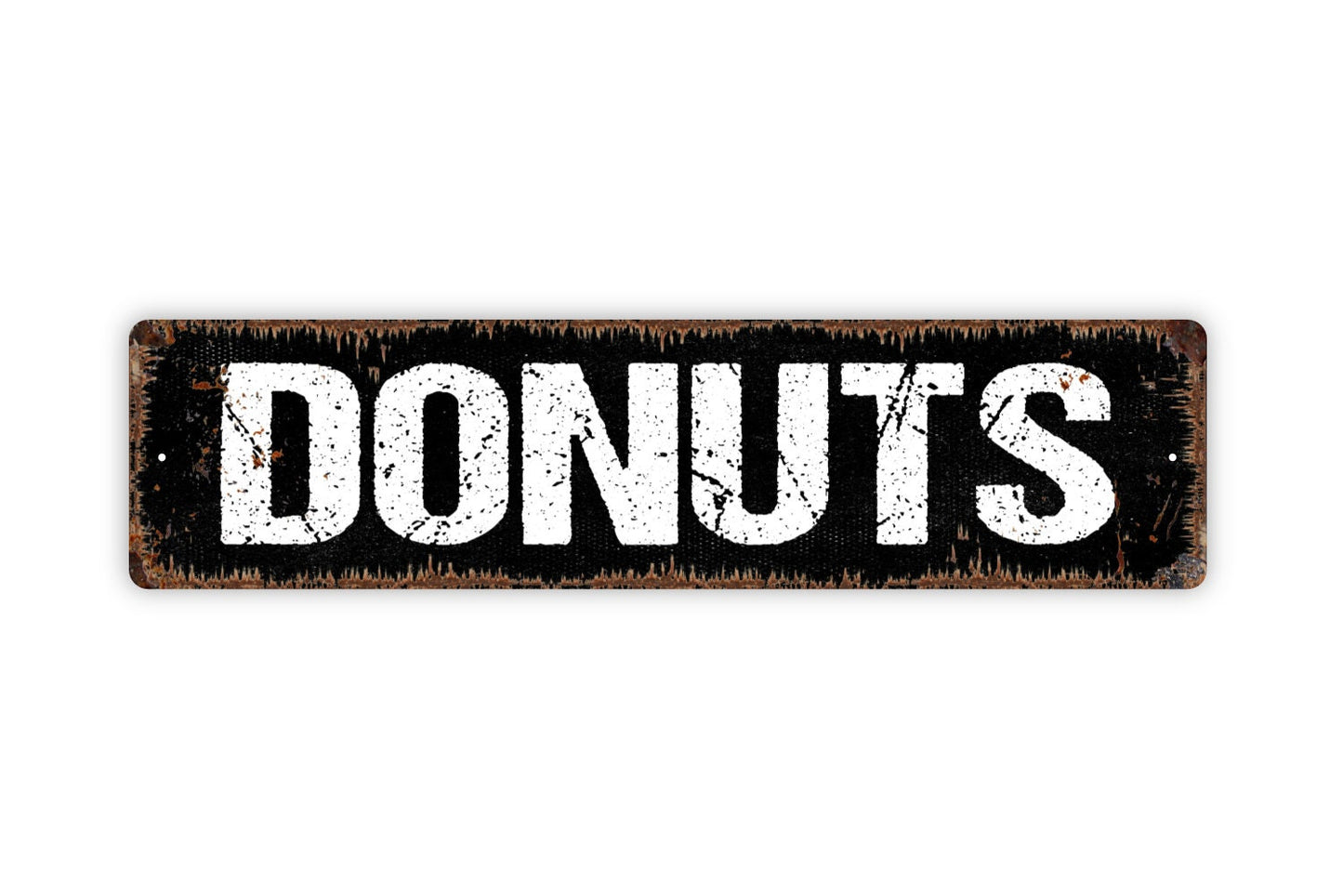 Donuts Sign - Kitchen Pantry Bakery Baked Goods Doughnuts Donut Shop Rustic Street Metal Sign or Door Name Plate Plaque