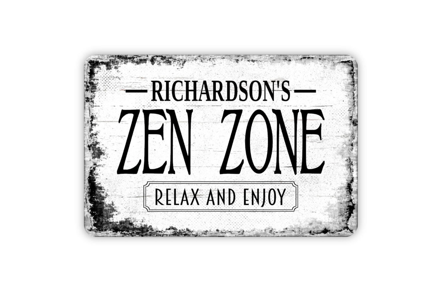 Zen Zone Sign - Personalized Zen Den Garden Living Room Relaxation Metal Wall Art - Custom Name Sign