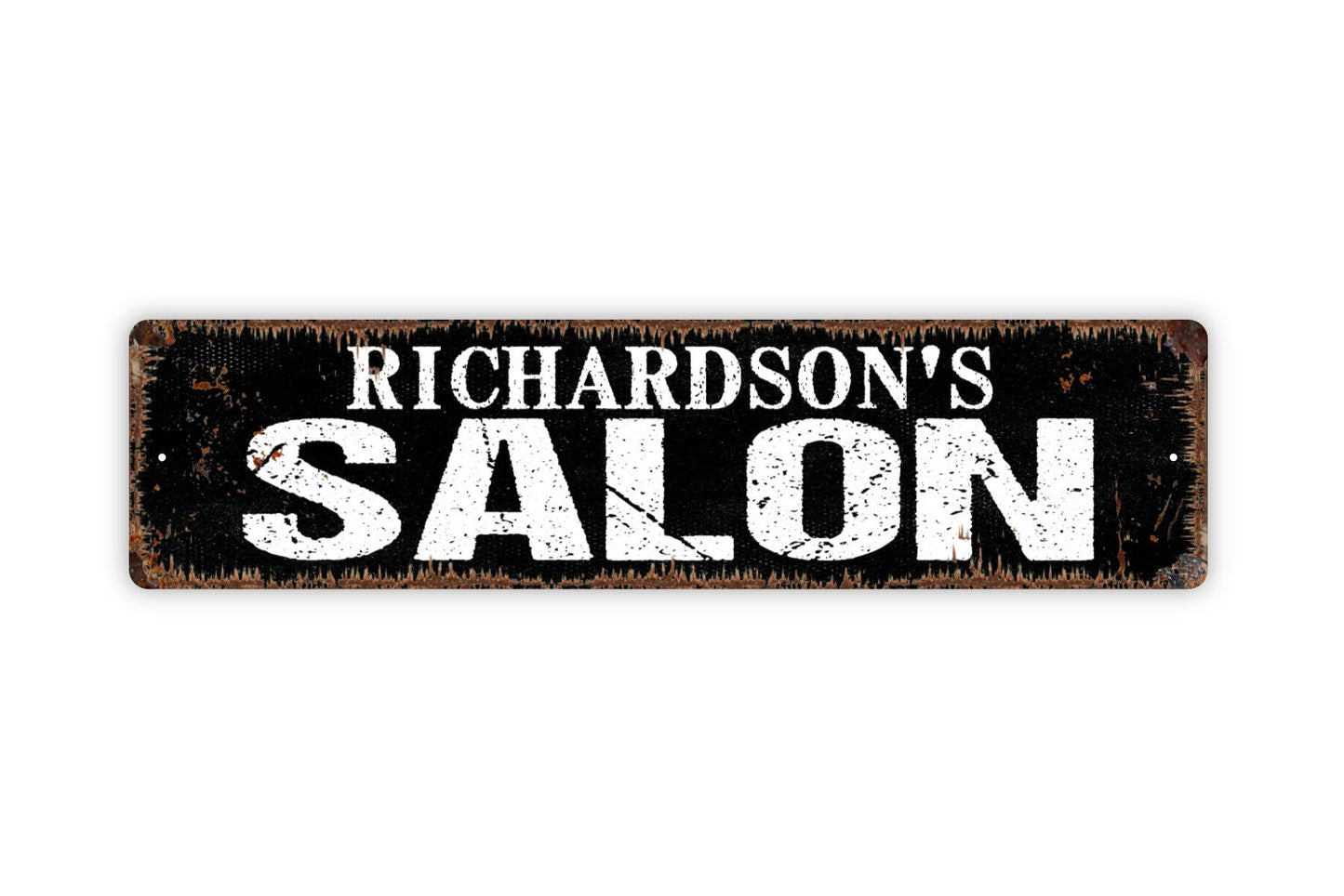 Personalized Salon Sign - Hair Studio Stylist Barber Custom Metal Sign, Rustic Street Sign or Door Name Plate Plaque