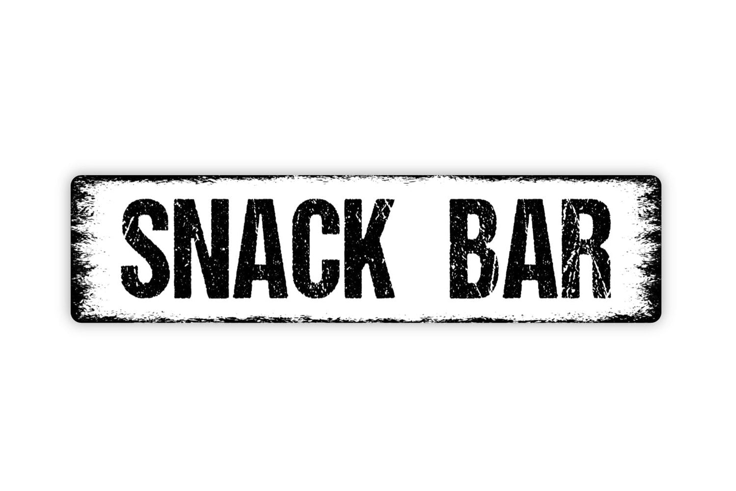 Snack Bar Sign - Kitchen Pantry Concessions Candy Soda Treats Rustic Street Metal Sign or Door Name Plate Plaque