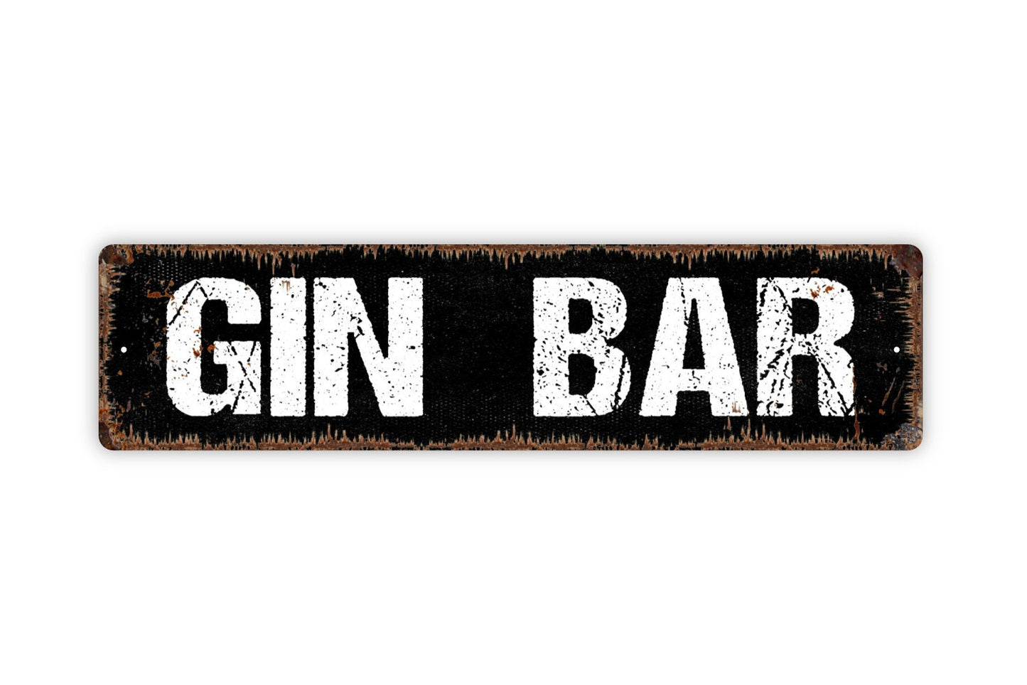 Gin Bar Sign - Pub Saloon Tavern Alcohol Drink Cocktails Rustic Street Metal Sign or Door Name Plate Plaque