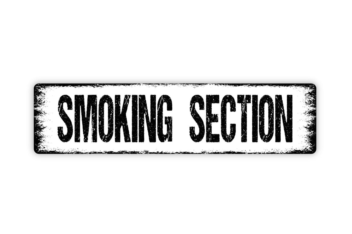 Smoking Section Sign - Smokers Area Lounge Designated Area Rustic Street Metal Sign Or Door Name Plaque