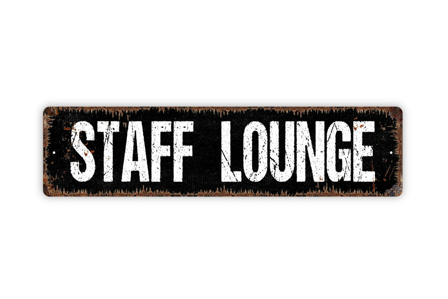 Staff Lounge Sign - Employees Only Break Room Business Workplace Rustic Street Metal Sign or Door Name Plate Plaque