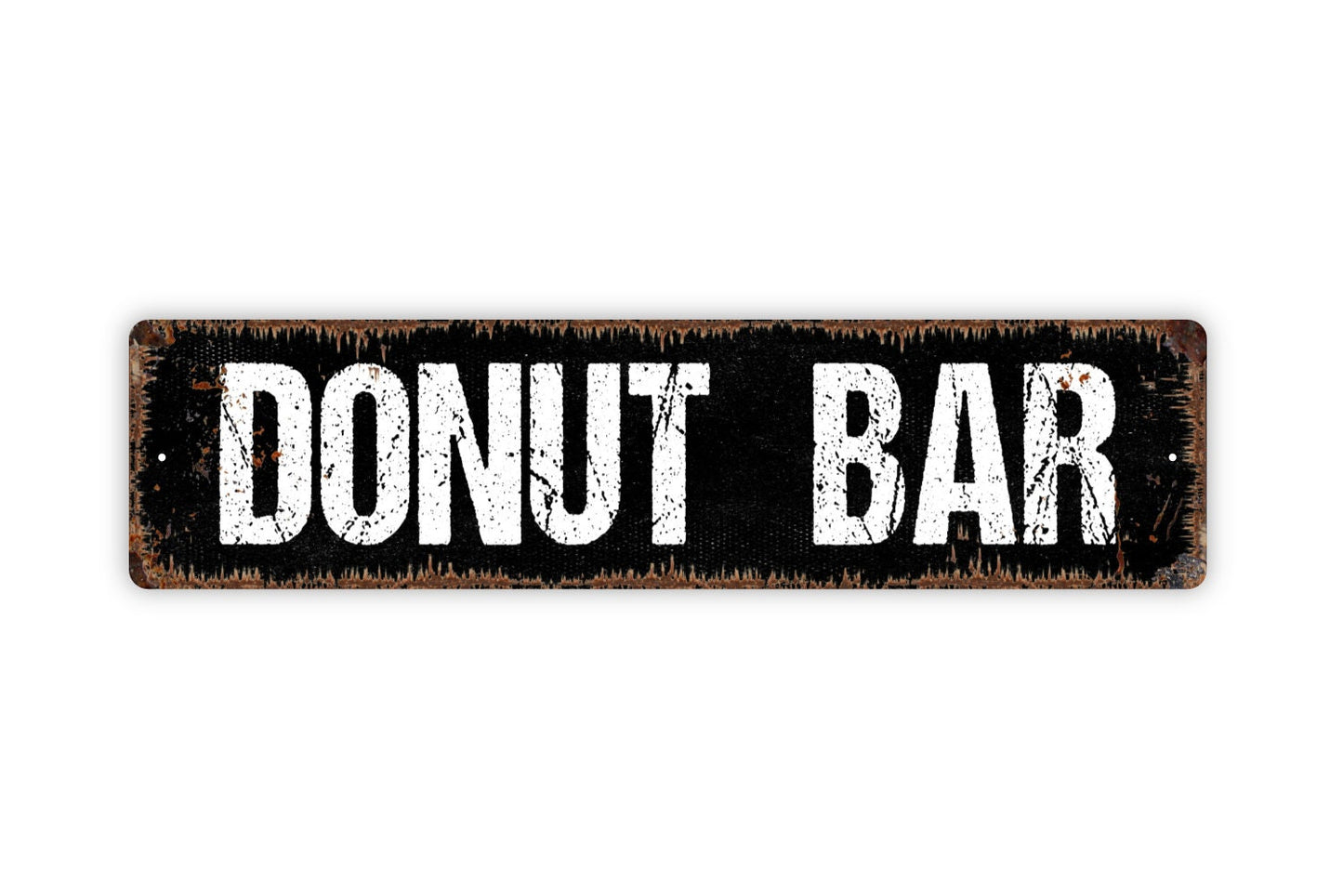 Donut Bar Sign - Doughnuts Breakfast Bakery Baked Goods Kitchen Pantry Rustic Street Metal Sign or Door Name Plate Plaque