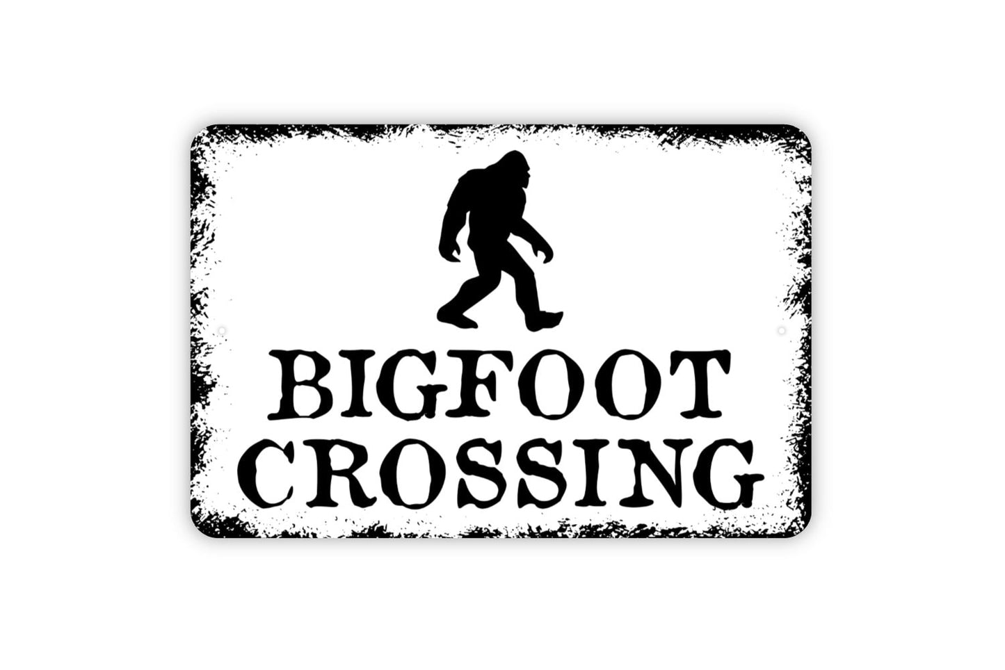 Bigfoot Crossing Sign - Funny Sasquatch Metal Wall Art - Indoor or Outdoor